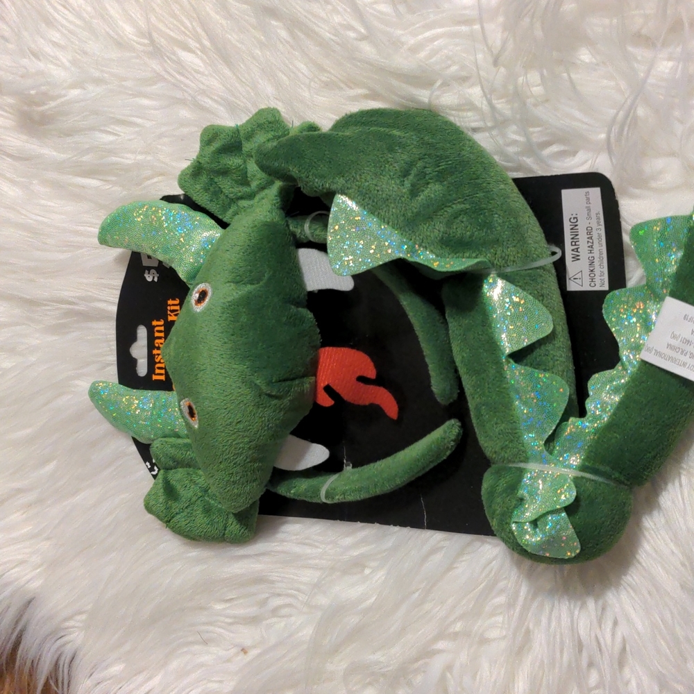 instant costume dragon head band clip on tail + 3 bags